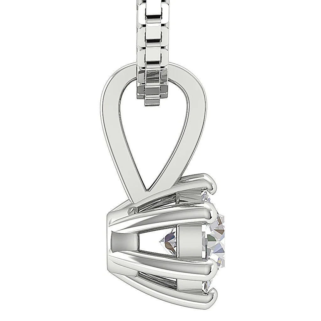 Elegant Solitaire Diamond Pendant Necklace I1/SI1 G 0.25Ct Six Prong Set  14K Yellow Gold - Image 9