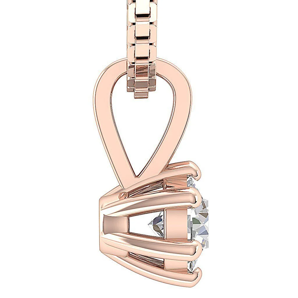 Elegant Solitaire Diamond Pendant Necklace I1/SI1 G 0.25Ct Six Prong Set  14K Yellow Gold - Image 7