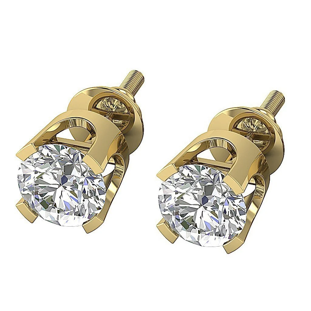 Handmade VS F 1.50-2.50 Carat Lab Grown Diamond Solitaire Stud Earring Screw Back 14K White Gold - Image 5