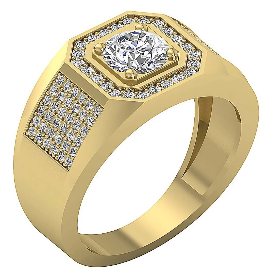 The Madison 1.65Ct Men's Solitaire Engagement Ring Round Brilliant Cut Diamond 14k White Gold - Image 3