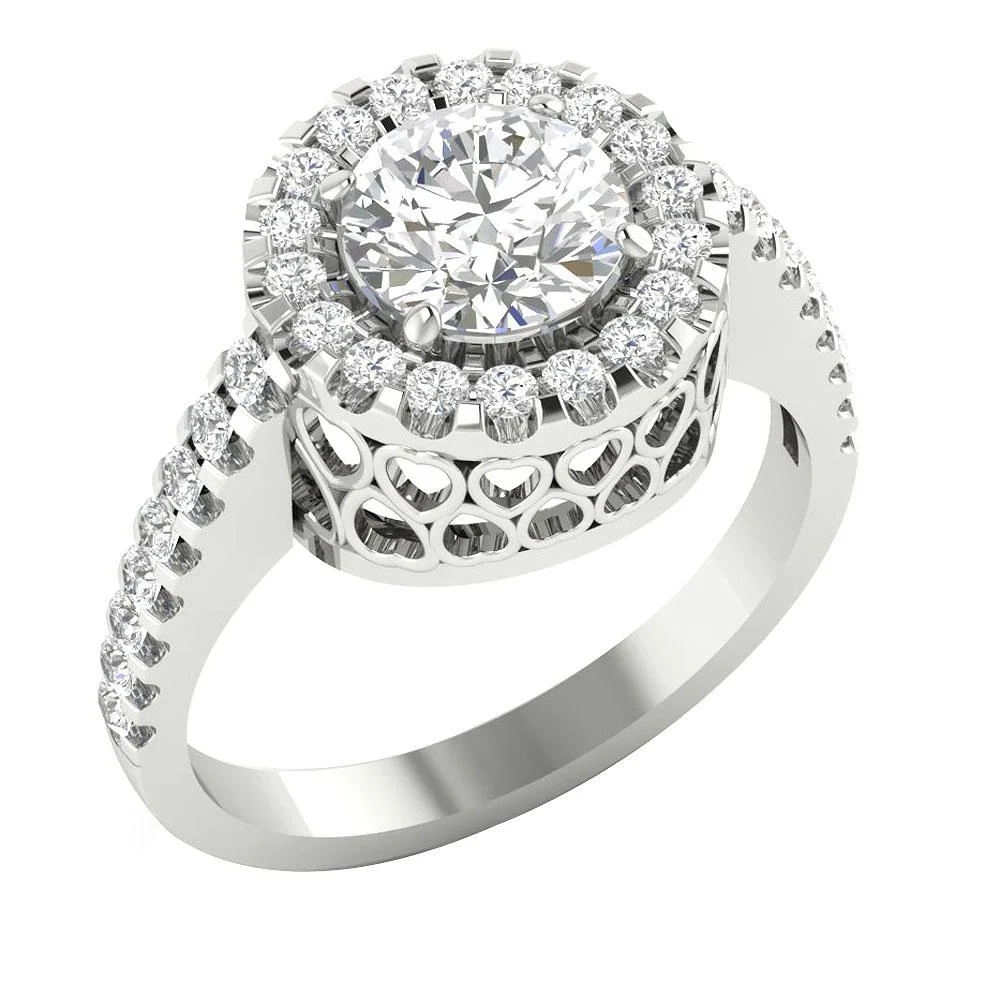 I1 G 1.75Carat Heart Design Engagement Ring Genuine Diamond Prong Set 14K Gold - Image 3