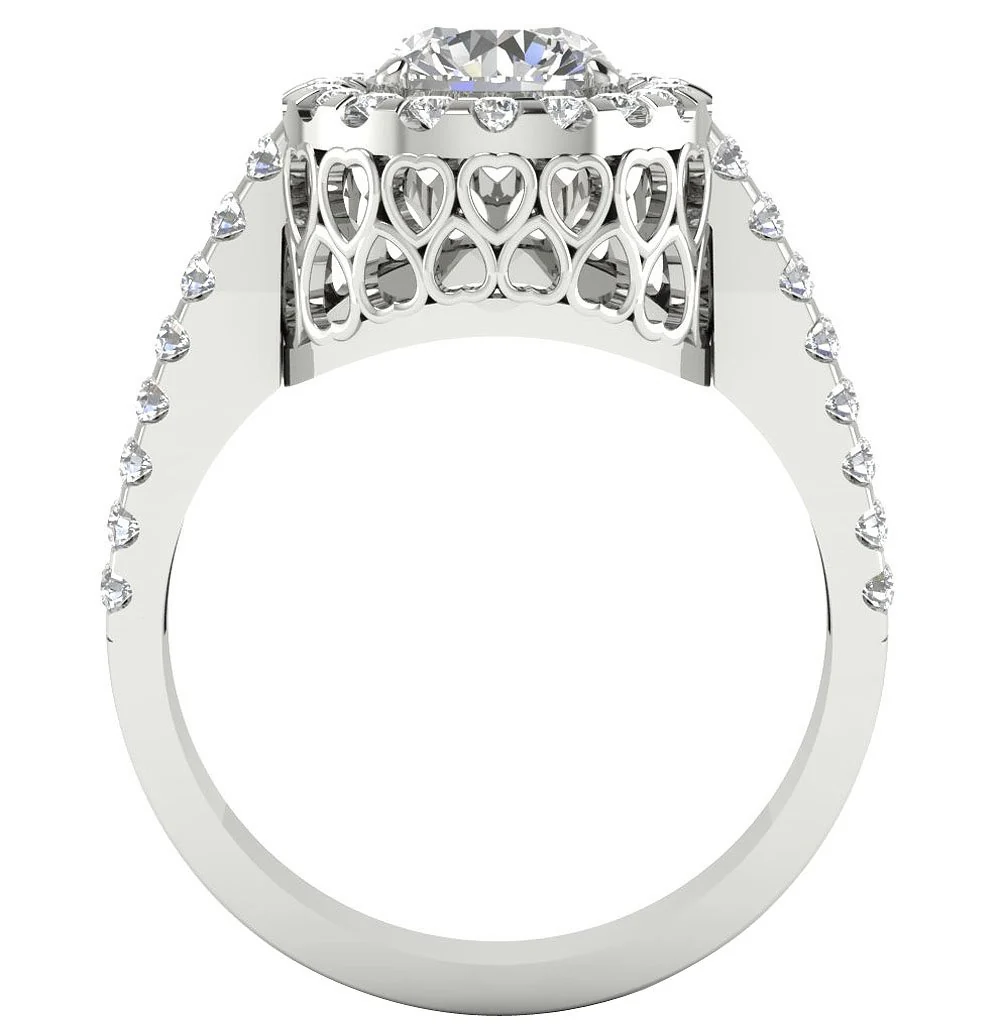 I1 G 1.75Carat Heart Design Engagement Ring Genuine Diamond Prong Set 14K Gold - Image 4