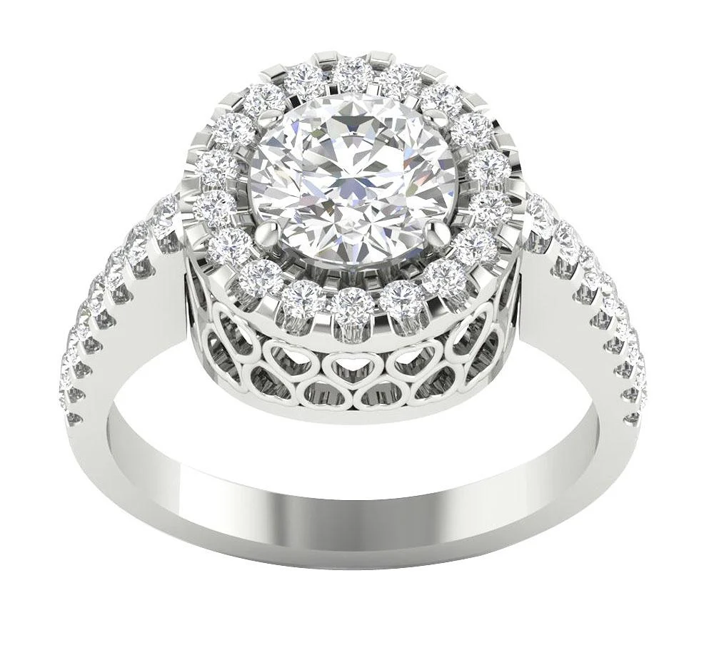 I1 G 1.75Carat Heart Design Engagement Ring Genuine Diamond Prong Set 14K Gold - Image 6