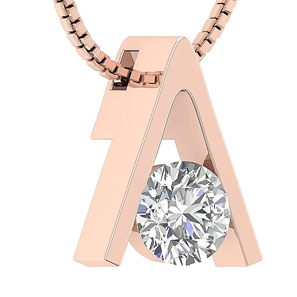 Lab Grown Diamond Solitaire Pendant Round Cut 14K Gold 0.50-1.00 CT Necklace - Image 6