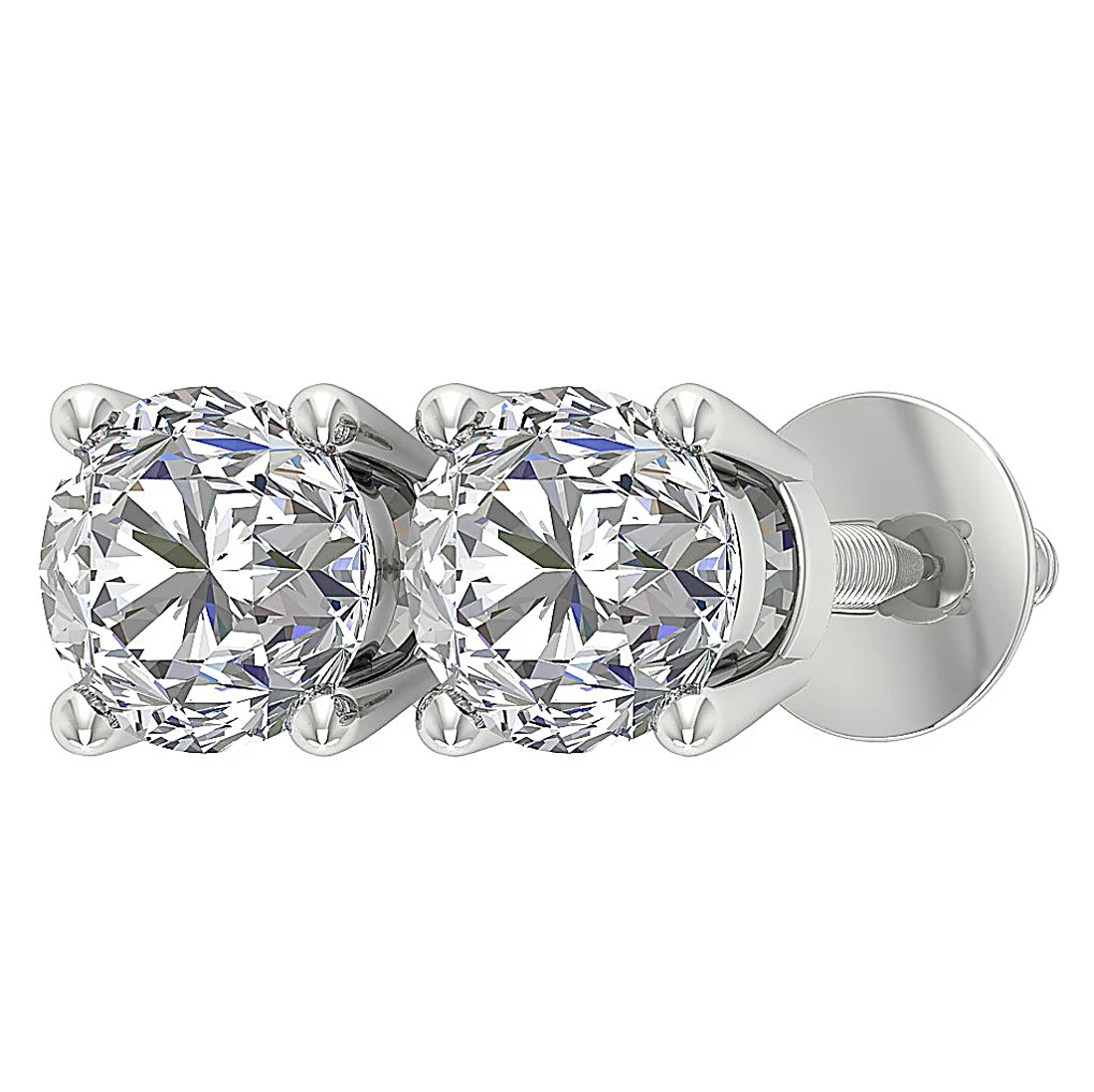 Lab Grown Diamond VS F 3.00-4.00 Carat 4 Prong Set Solitaire Stud Earring 14K White Gold - Image 10