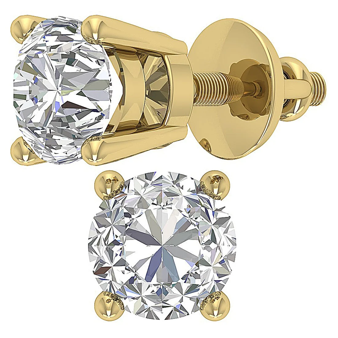 Lab Grown Diamond VS F 3.00-4.00 Carat 4 Prong Set Solitaire Stud Earring 14K White Gold - Image 2