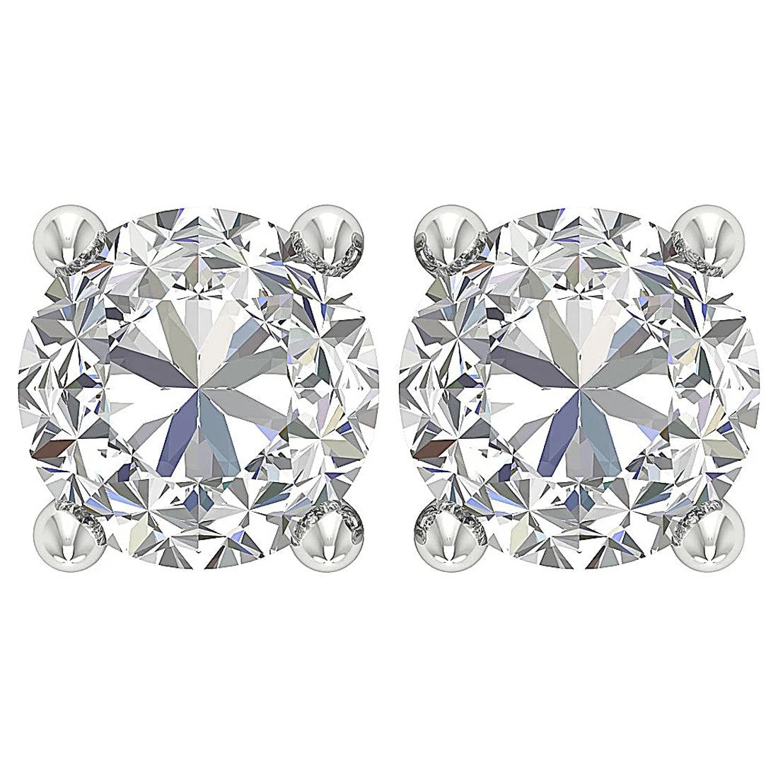 Lab Grown Diamond VS F 3.00-4.00 Carat 4 Prong Set Solitaire Stud Earring 14K White Gold - Image 4