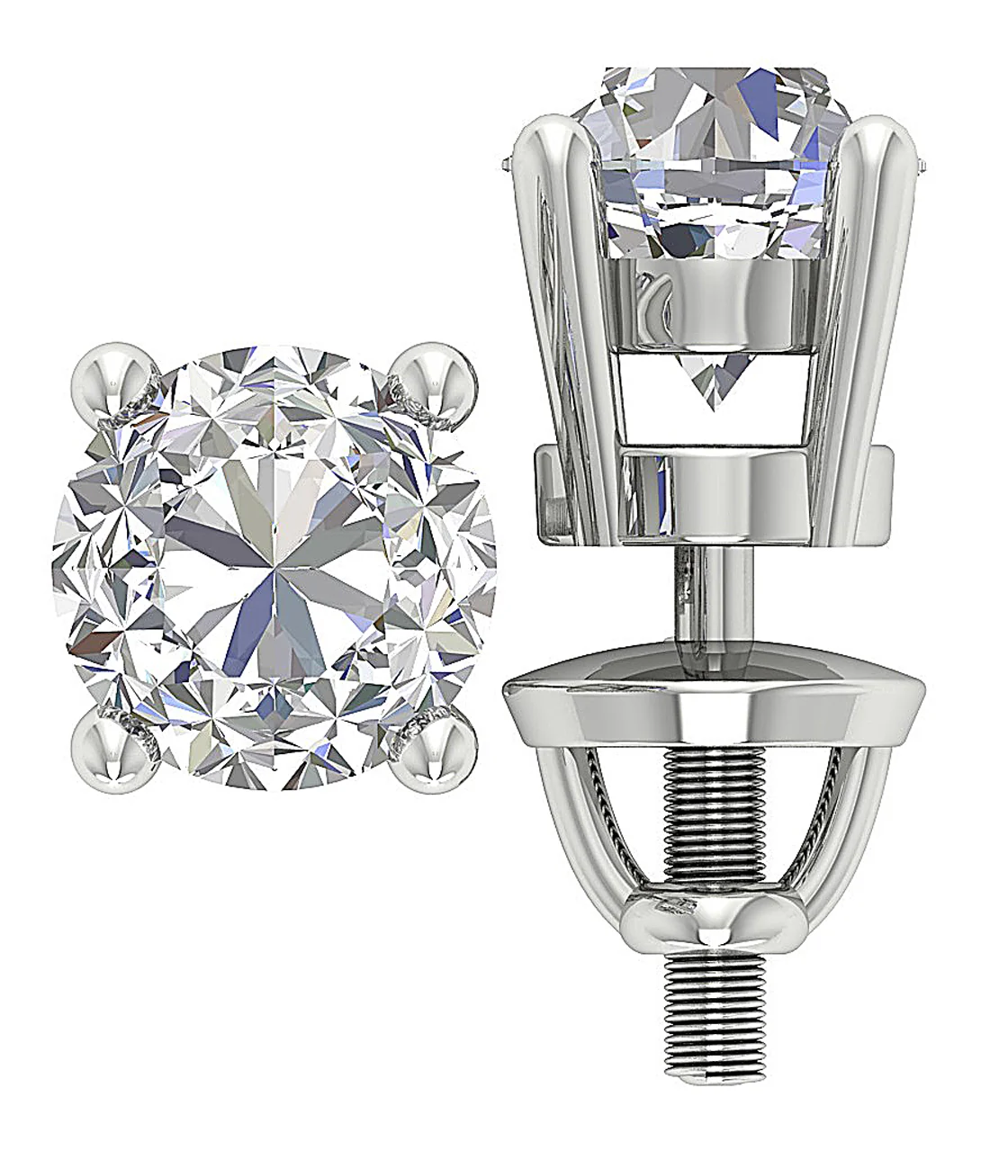 Lab Grown Diamond VS F 3.00-4.00 Carat 4 Prong Set Solitaire Stud Earring 14K White Gold - Image 7