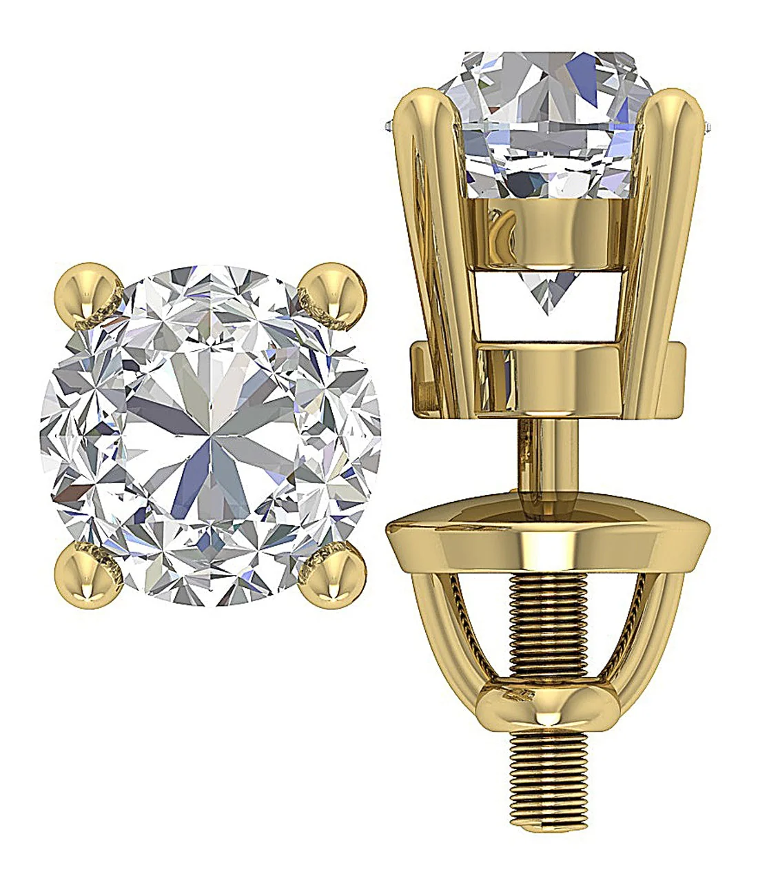 Lab Grown Diamond VS F 3.00-4.00 Carat 4 Prong Set Solitaire Stud Earring 14K White Gold - Image 8