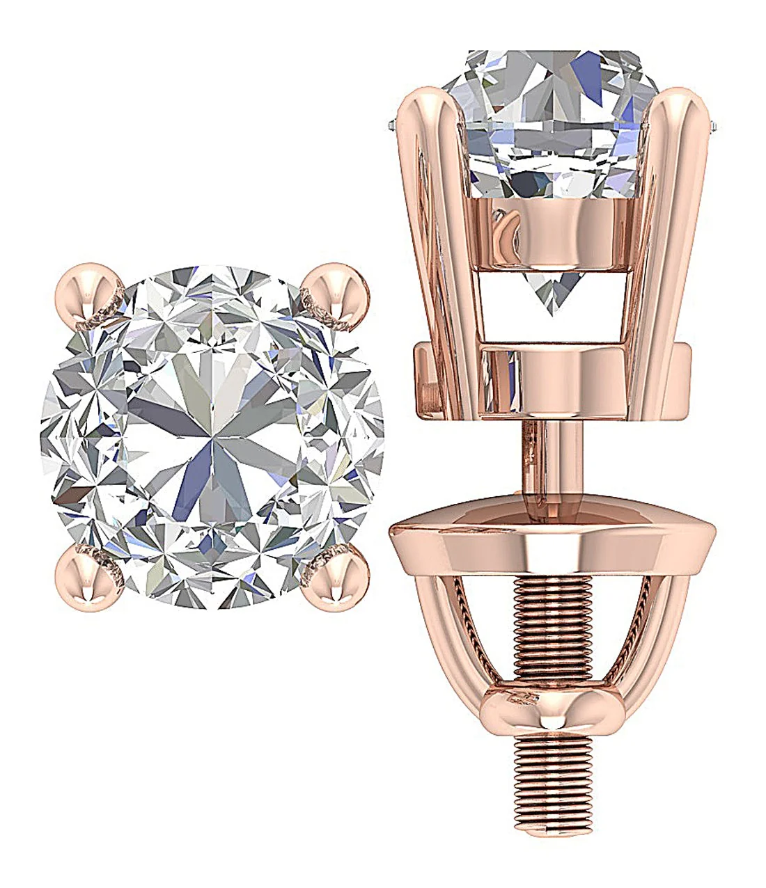 Lab Grown Diamond VS F 3.00-4.00 Carat 4 Prong Set Solitaire Stud Earring 14K White Gold - Image 9