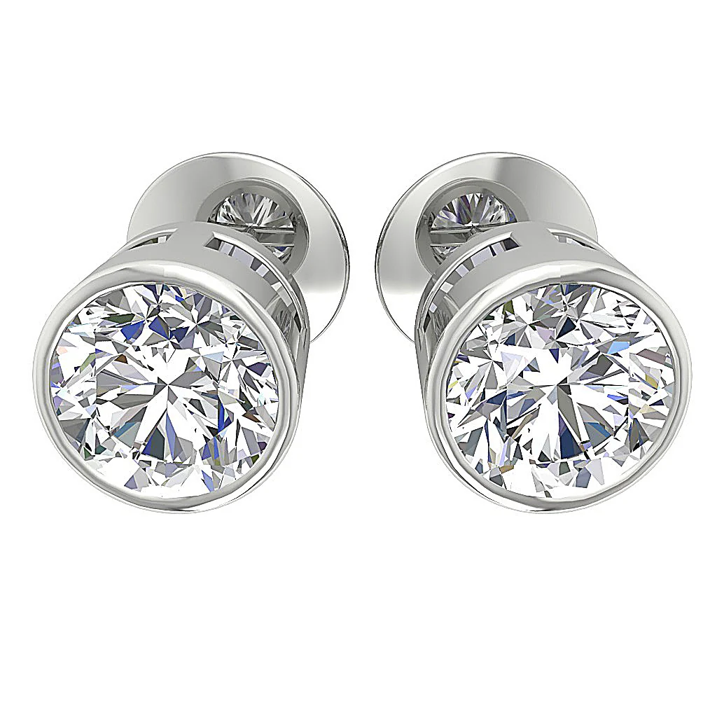 Lab Grown Solitaire Diamond VS F 3.00-4.00 Ct Stud Earring Bezel Set 14K Solid Yellow Gold - Image 3