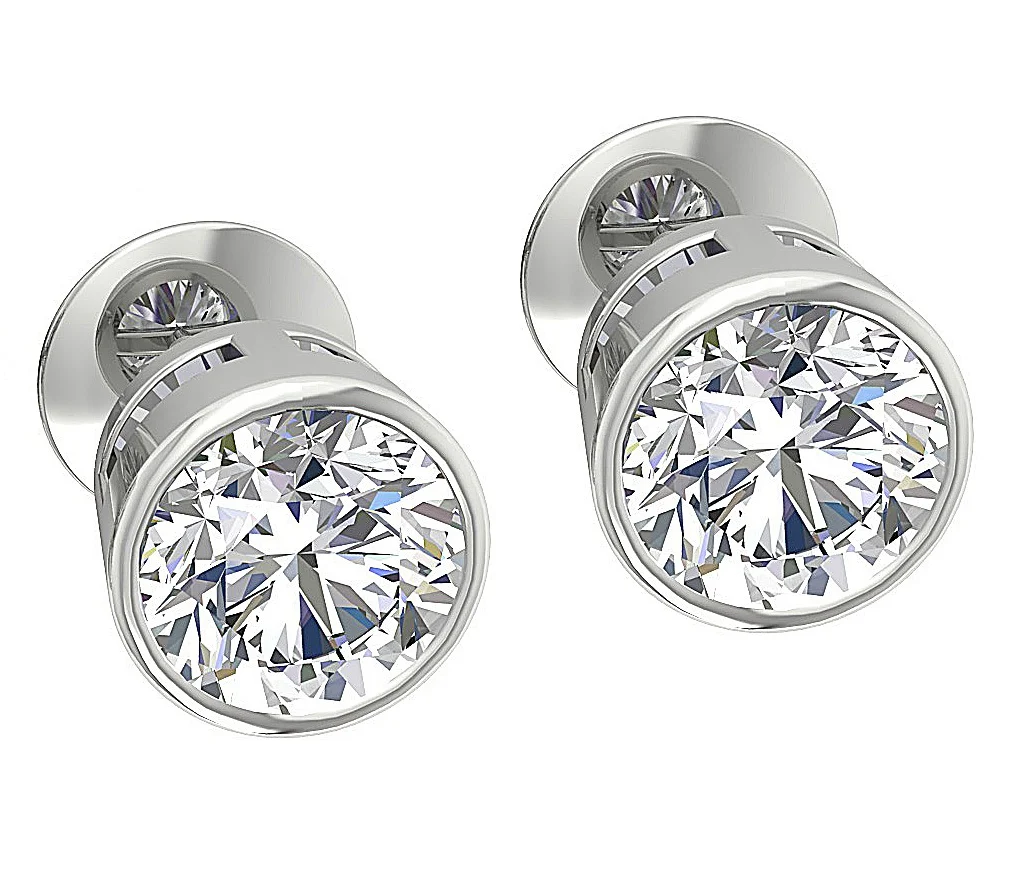 Lab Grown Solitaire Diamond VS F 3.00-4.00 Ct Stud Earring Bezel Set 14K Solid Yellow Gold - Image 5