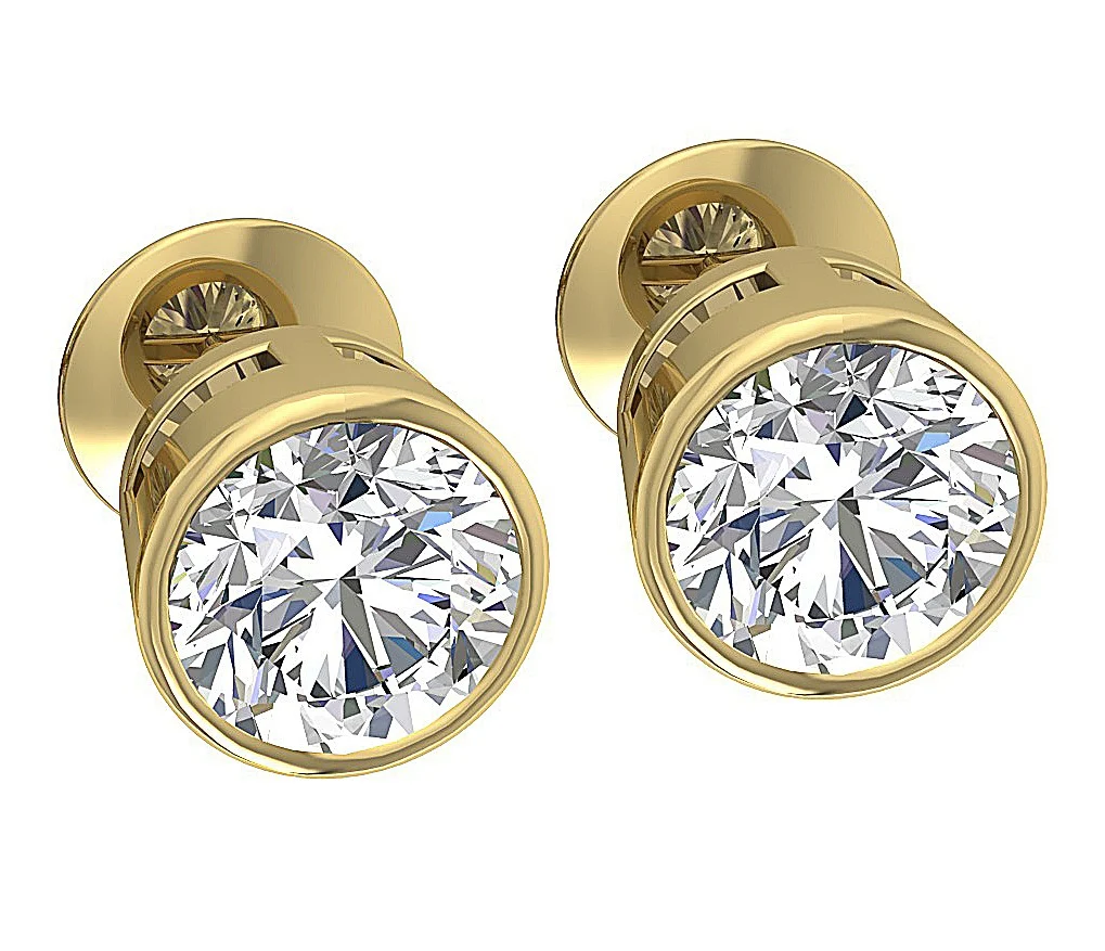 Lab Grown Solitaire Diamond VS F 3.00-4.00 Ct Stud Earring Bezel Set 14K Solid Yellow Gold - Image 6