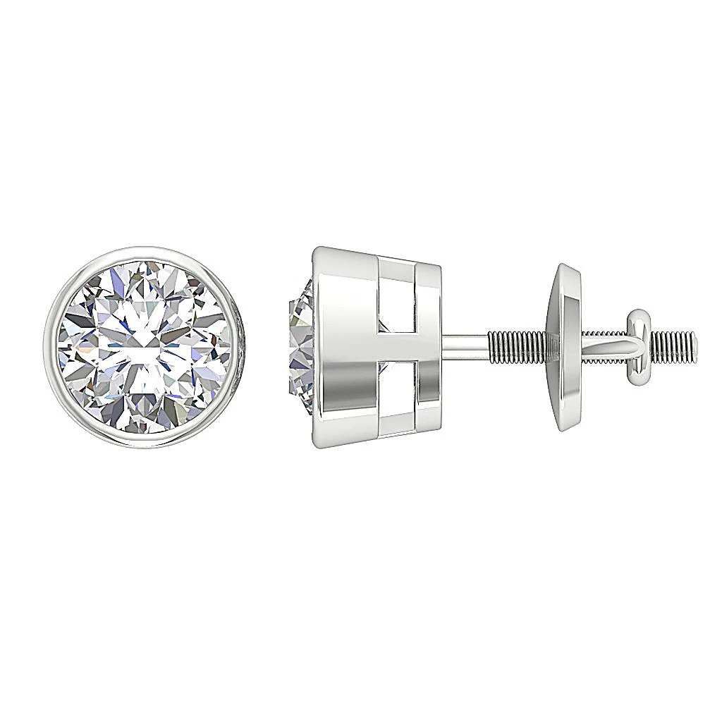 Lab Grown Solitaire Diamond VS F 3.00-4.00 Ct Stud Earring Bezel Set 14K Solid Yellow Gold - Image 7
