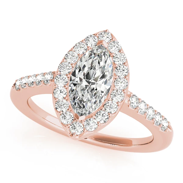 Marquise Cut Lab Grown Diamond VS F 0.75-1.35 Carat Solitaire Halo Engagement Ring 14K Solid Gold Prong Set - Image 3