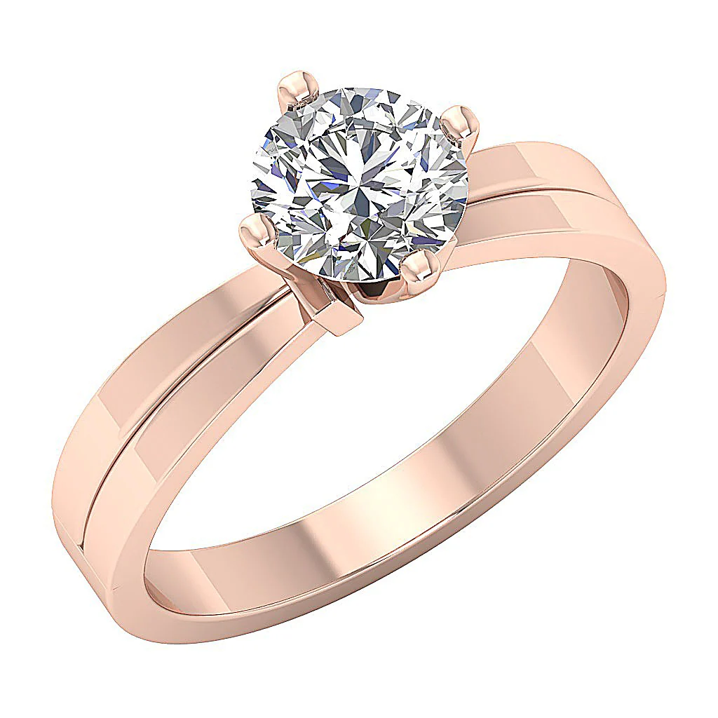 Graceful 4-Prong VS F 1.50-2.50 Carat  Lab-Grown Solitaire Diamond Ring Tapered 14K Gold Band - Image 3