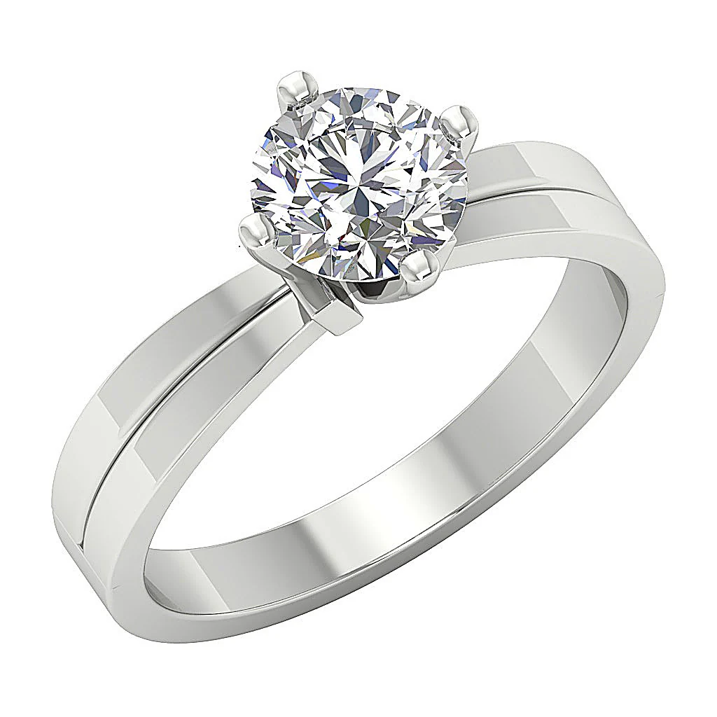 Graceful 4-Prong VS F 1.50-2.50 Carat  Lab-Grown Solitaire Diamond Ring Tapered 14K Gold Band - Image 2