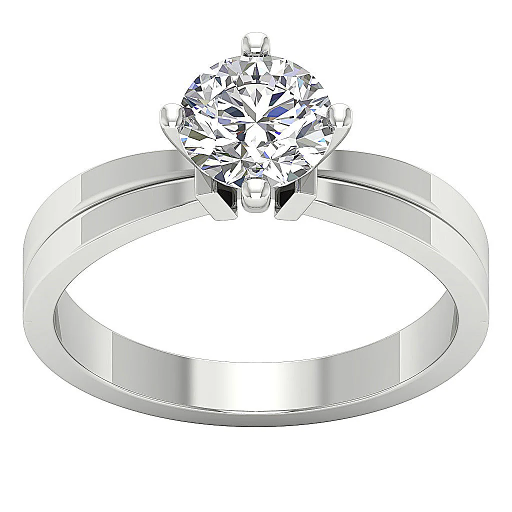 Graceful 4-Prong VS F 1.50-2.50 Carat  Lab-Grown Solitaire Diamond Ring Tapered 14K Gold Band - Image 4
