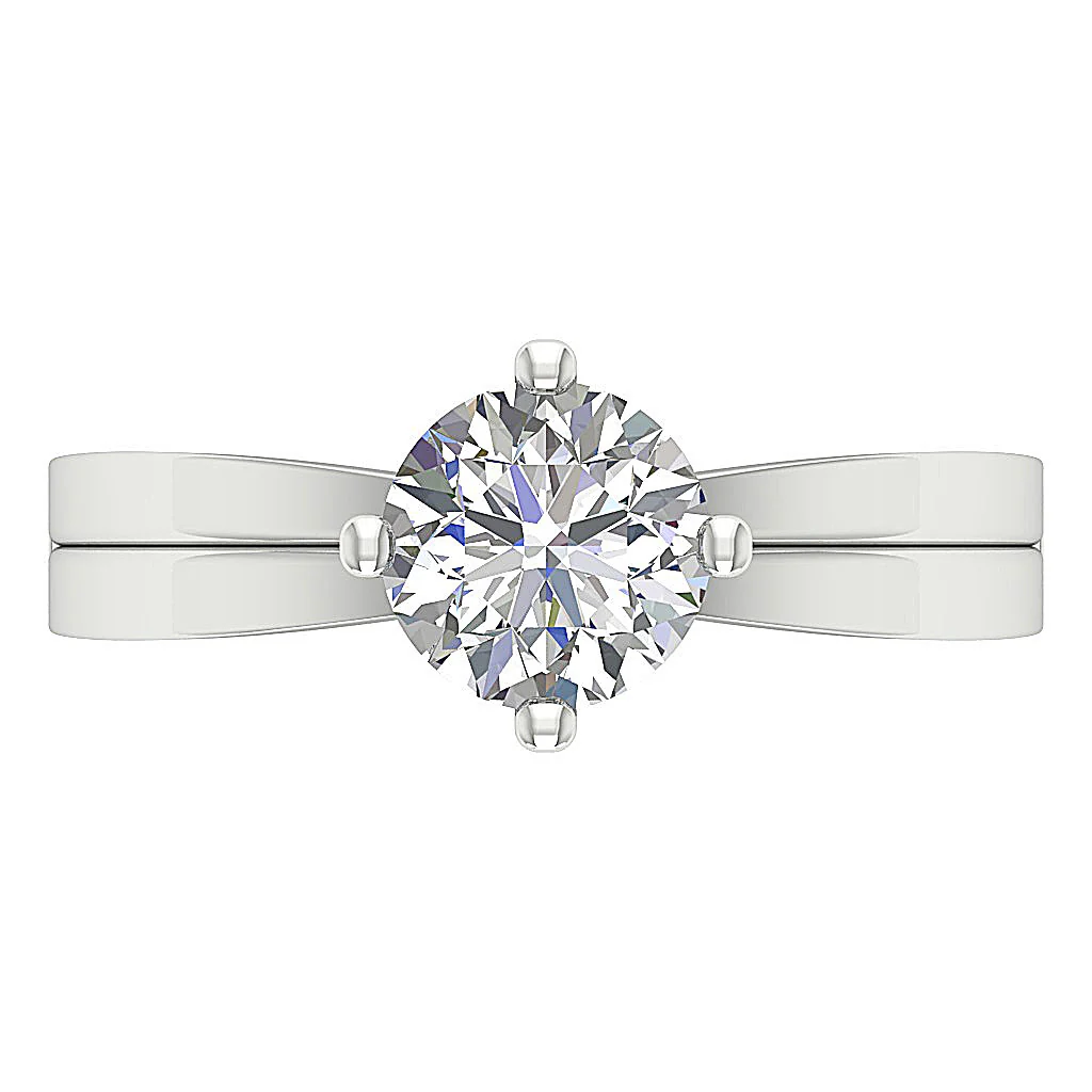 Graceful 4-Prong VS F 1.50-2.50 Carat  Lab-Grown Solitaire Diamond Ring Tapered 14K Gold Band - Image 6