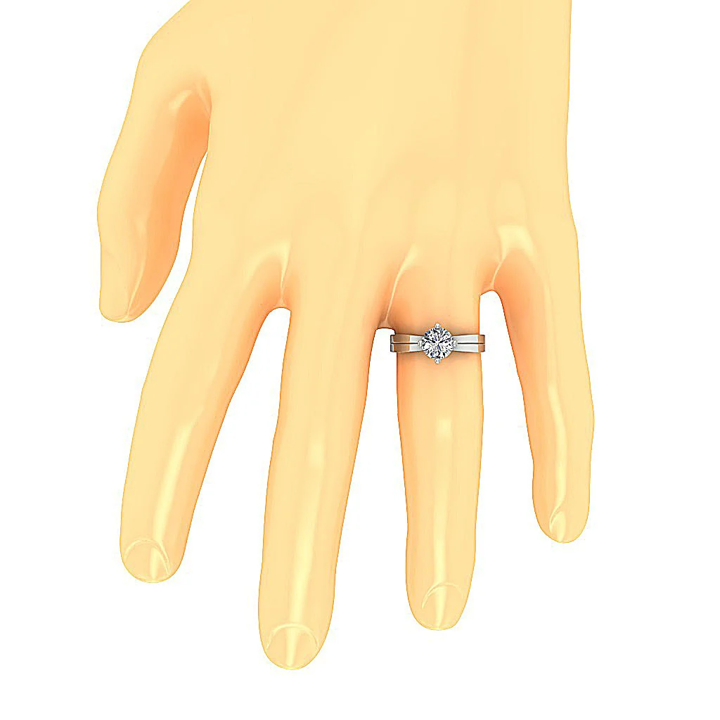 Graceful 4-Prong VS F 1.50-2.50 Carat  Lab-Grown Solitaire Diamond Ring Tapered 14K Gold Band - Image 7