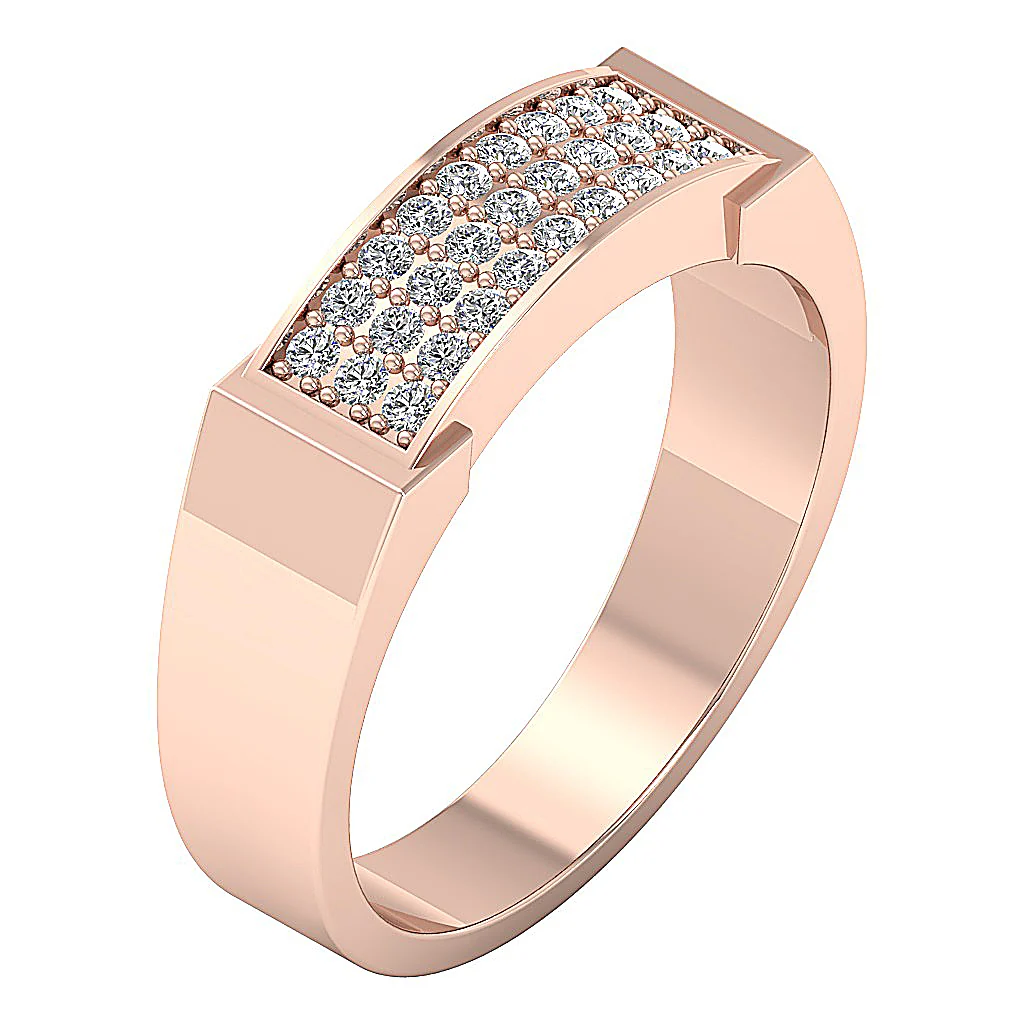 The Amelia Mens Anniversary Ring Sparkly Round Cut Diamond Pave Set 14k Yellow Gold - Image 3