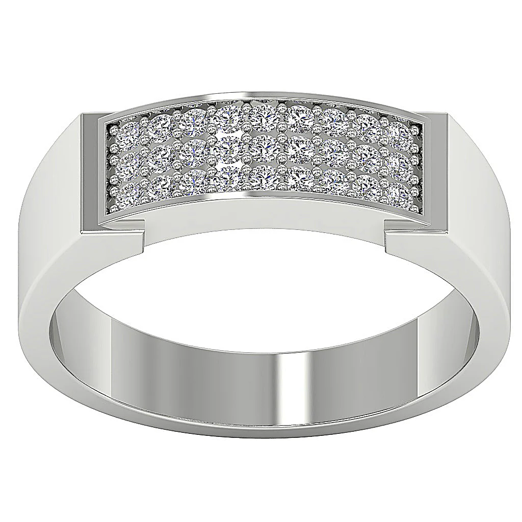The Amelia Mens Anniversary Ring Sparkly Round Cut Diamond Pave Set 14k Yellow Gold - Image 4
