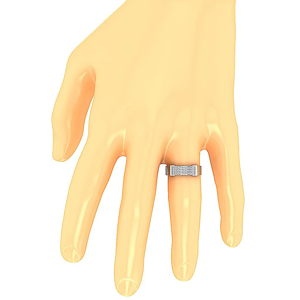 The Amelia Mens Anniversary Ring Sparkly Round Cut Diamond Pave Set 14k Yellow Gold - Image 7