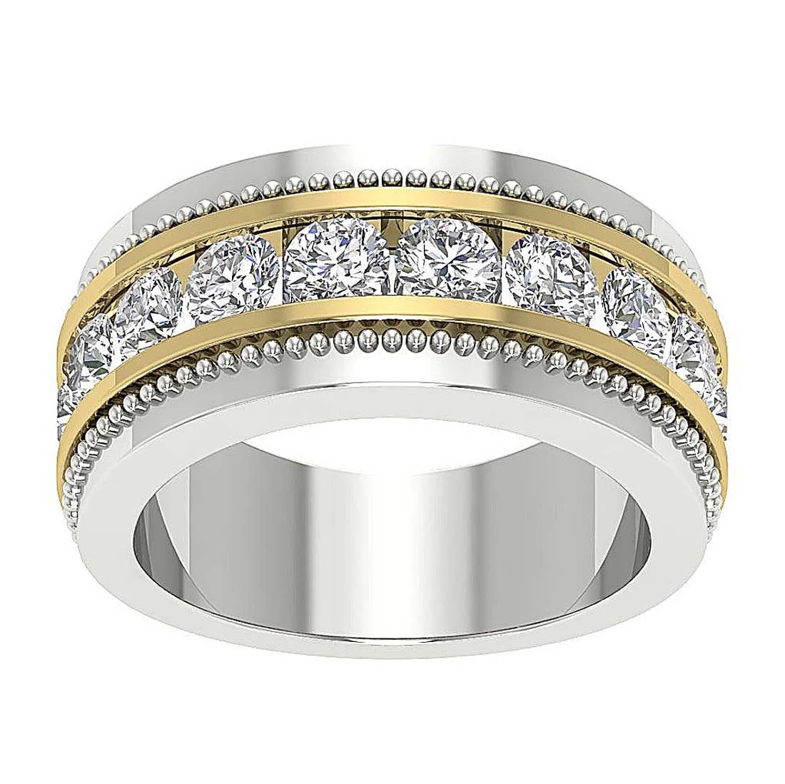 The Ivy Classsic 2 Carat Mens Engagement Ring Round Natural Diamond 14k Solid Gold Channel Set
