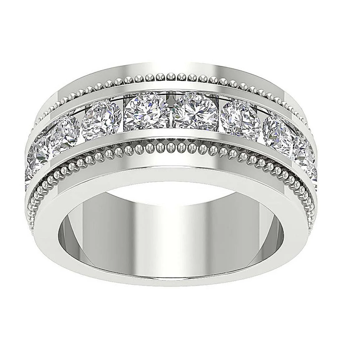 The Ivy Classsic 2 Carat Mens Engagement Ring Round Natural Diamond 14k Solid Gold Channel Set - Image 6