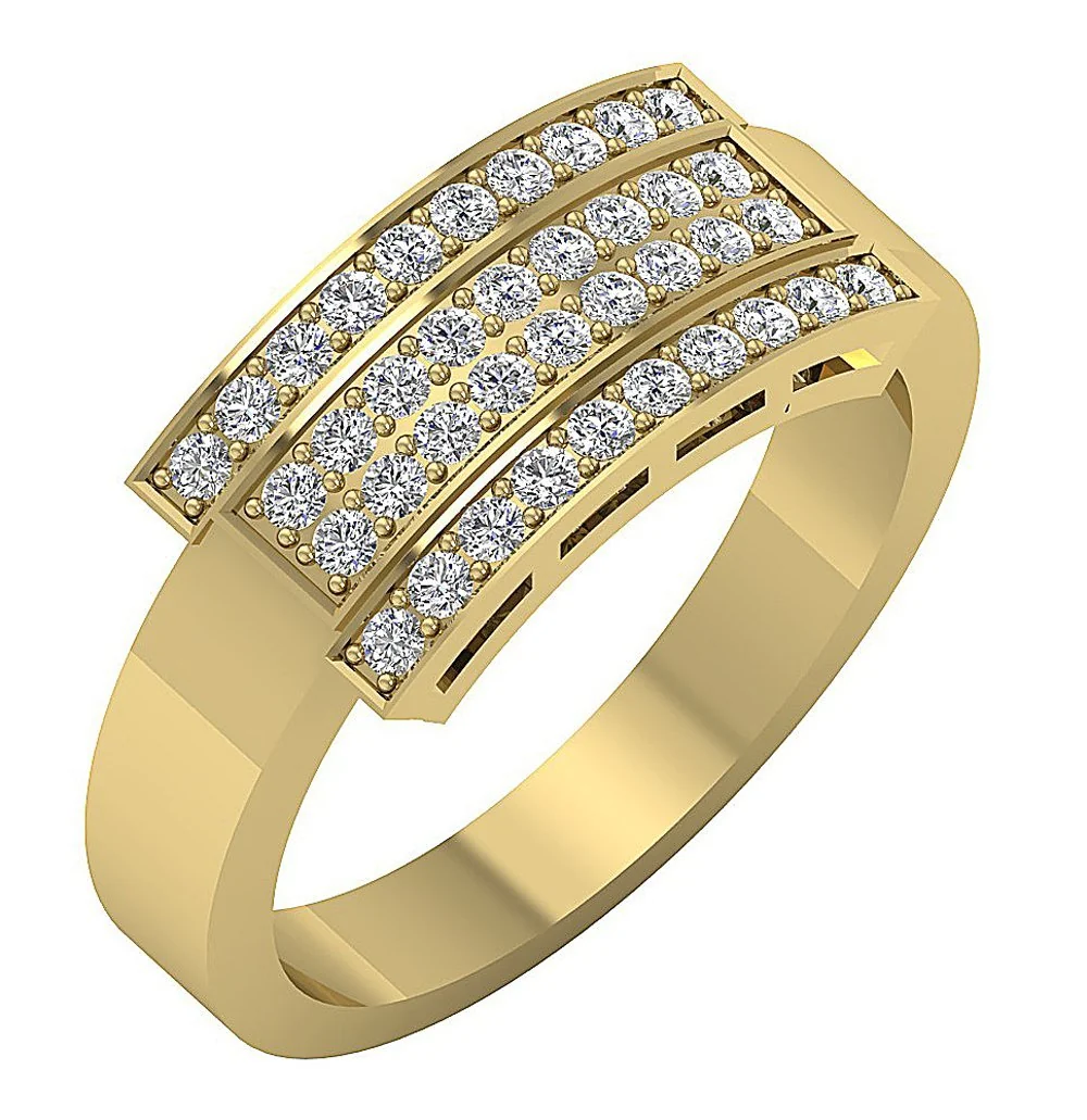 The Zoe 4 Row Natural Round Diamond Mens Engagement Ring 14k Solid White Gold 8.15MM - Image 3
