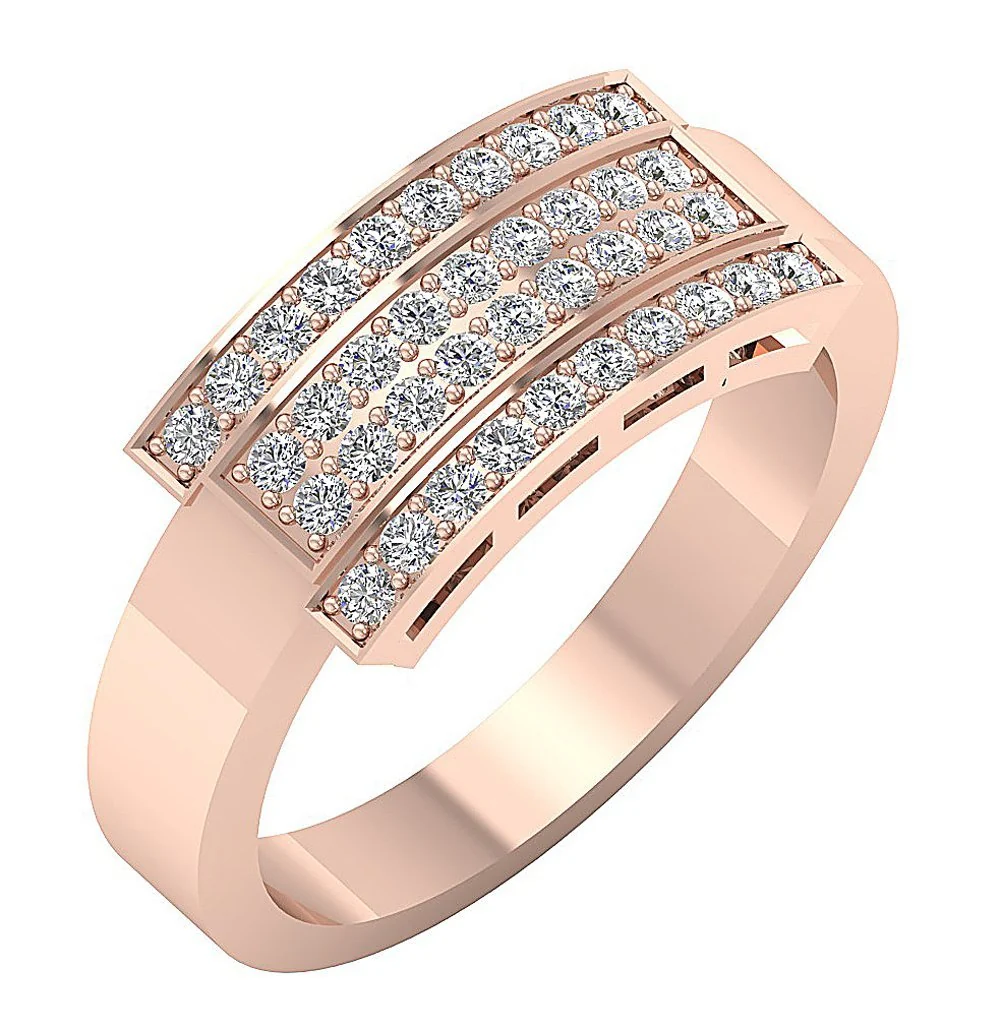 The Zoe 4 Row Natural Round Diamond Mens Engagement Ring 14k Solid White Gold 8.15MM - Image 4