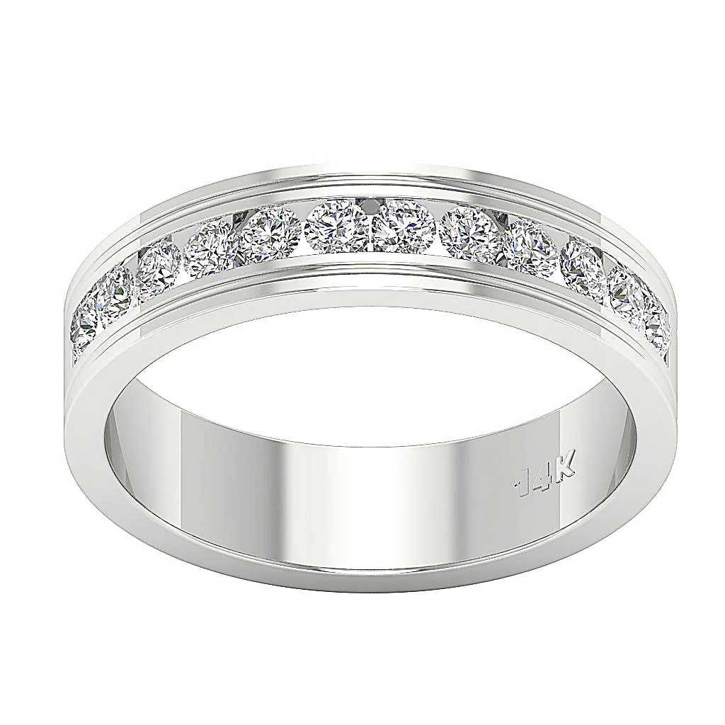 The Charlotte Mens Engagement Ring Round Cut Diamond Channel Set 14k White Yellow Rose Gold - Image 3