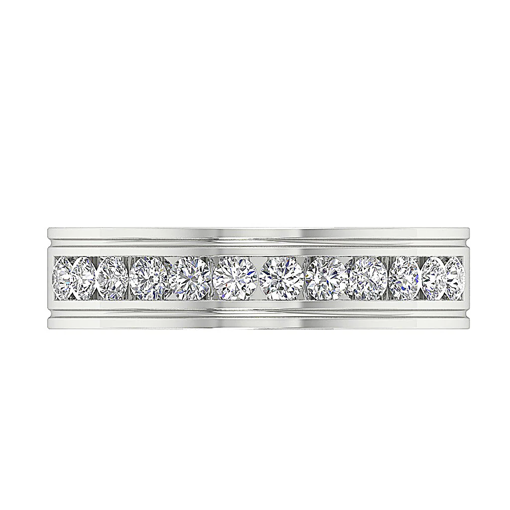 The Charlotte Mens Engagement Ring Round Cut Diamond Channel Set 14k White Yellow Rose Gold - Image 5