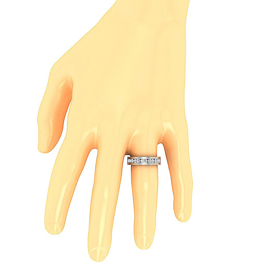 The Charlotte Mens Engagement Ring Round Cut Diamond Channel Set 14k White Yellow Rose Gold - Image 6
