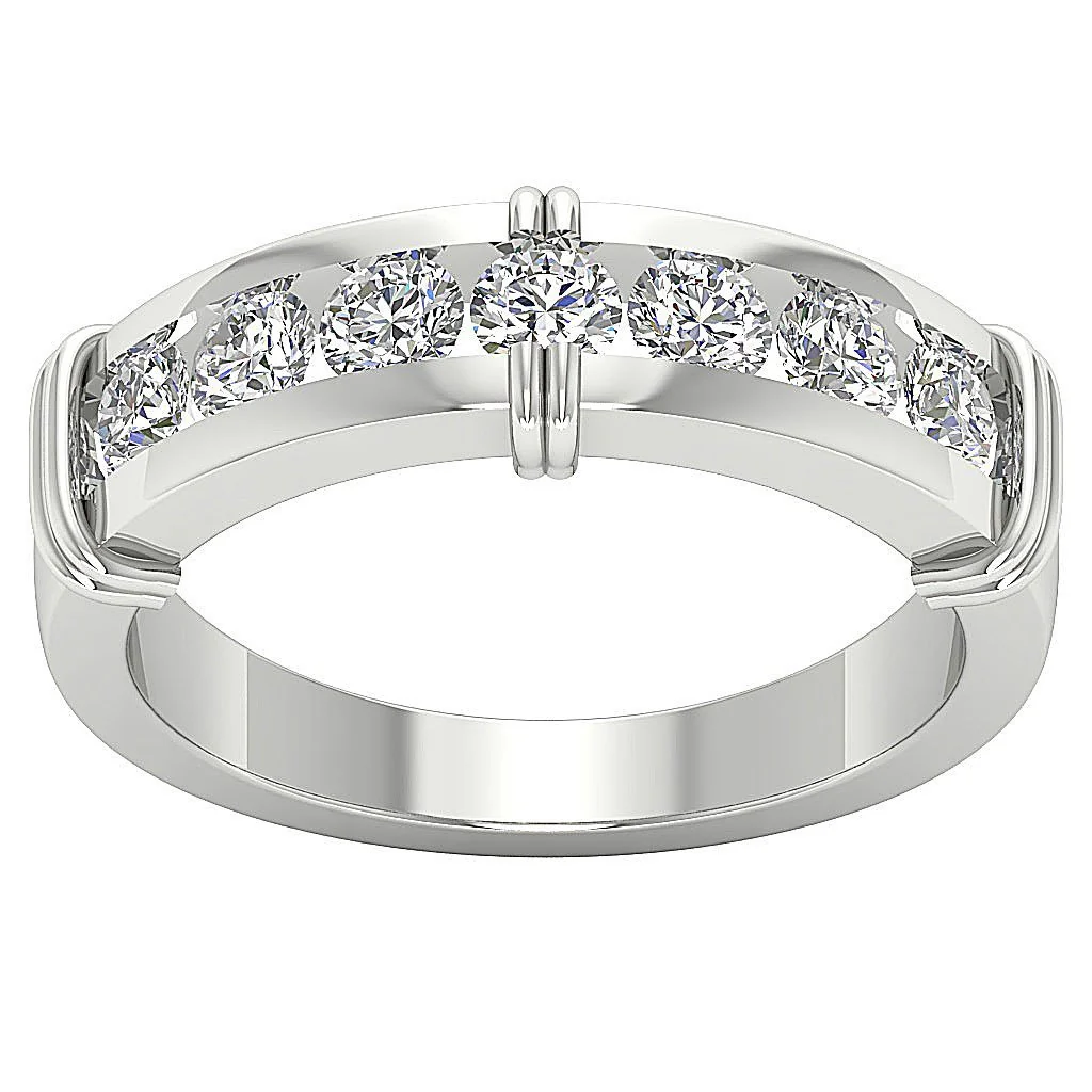 The Aurora 7 Stone Mens Engagement Ring Natural Diamond Channel Set 14k Rose Gold 6.35MM - Image 4