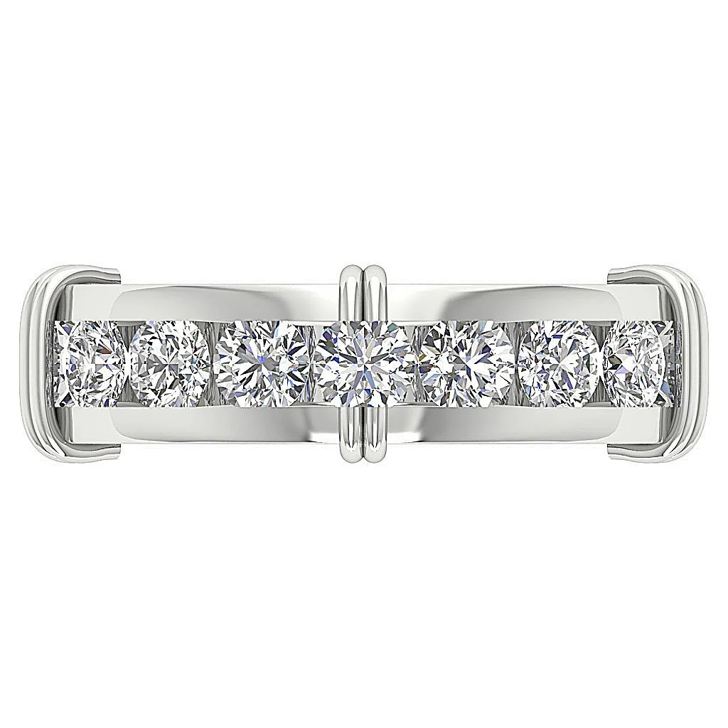The Aurora 7 Stone Mens Engagement Ring Natural Diamond Channel Set 14k Rose Gold 6.35MM - Image 6