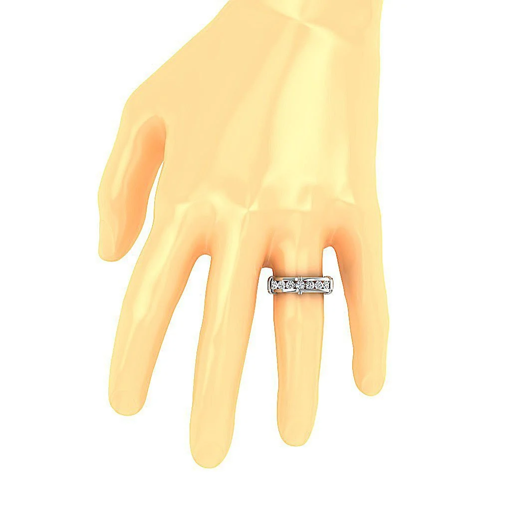 The Aurora 7 Stone Mens Engagement Ring Natural Diamond Channel Set 14k Rose Gold 6.35MM - Image 7