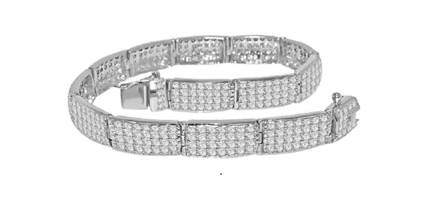 Mens Tennis Bracelet VVS1/VS1/SI1/I1 5.00 Ct 14k Solid Gold Round Diamonds Pave Set 7.00Inch - Image 4