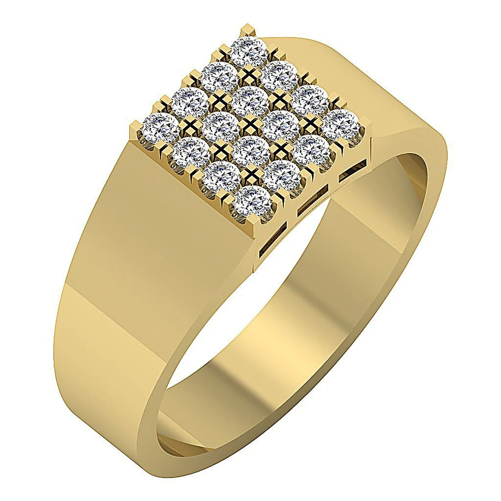 The Gianna Mens Engagement Ring 14k Yellow Gold Natural Diamond Prong Set 9.00MM