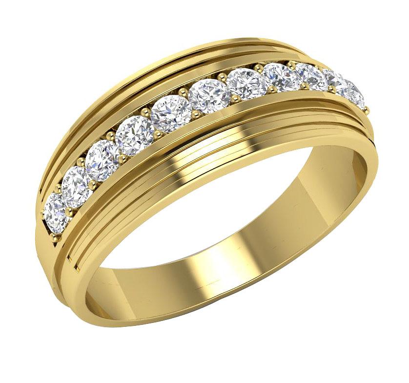 The Chloe Men's Engagement Ring 14k Solid Gold Natural Round Diamonds Prong Set - Image 2