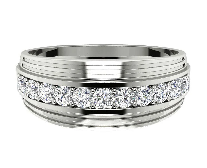 The Chloe Men's Engagement Ring 14k Solid Gold Natural Round Diamonds Prong Set - Image 4