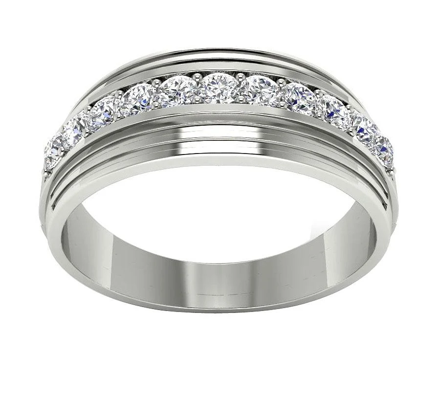 The Chloe Men's Engagement Ring 14k Solid Gold Natural Round Diamonds Prong Set - Image 5