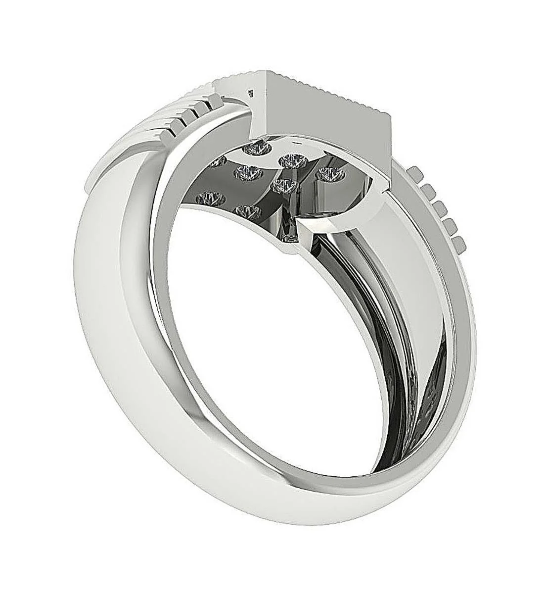The Hazel Designer Mens Engagement Ring Natural Diamond Pave Set 14k Solid White Gold - Image 7