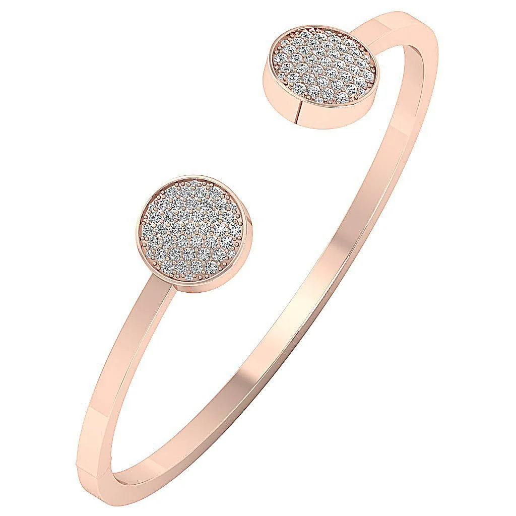 The Hazel Beautiful Open Bangle Bracelet Natural Diamond 14k/18k White Yellow Rose Gold - Image 3