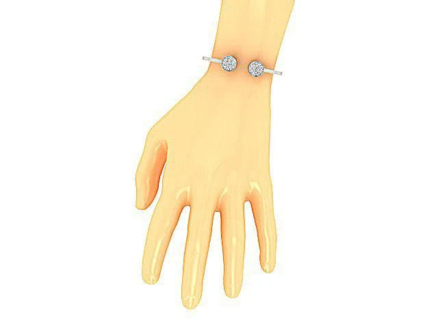 The Hazel Beautiful Open Bangle Bracelet Natural Diamond 14k/18k White Yellow Rose Gold - Image 7