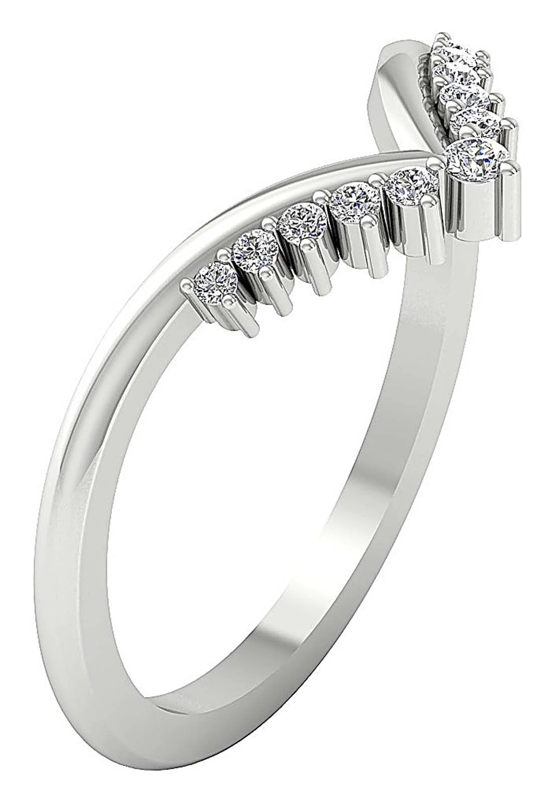 The Ariana Natural Diamond Designer V Engagement Ring 14K White Gold Prong Set 9.35 MM