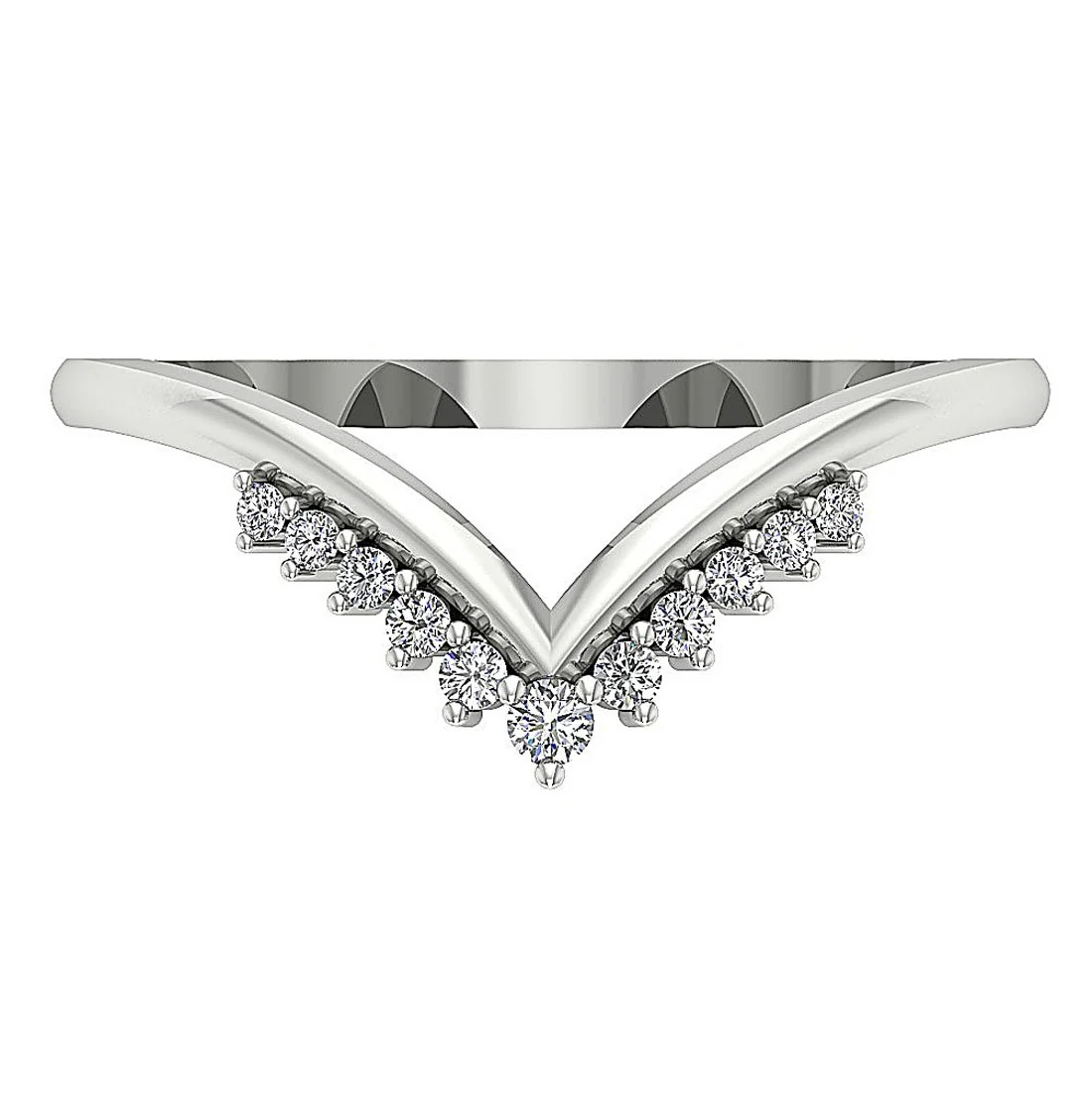 The Ariana Natural Diamond Designer V Engagement Ring 14K White Gold Prong Set 9.35 MM - Image 5