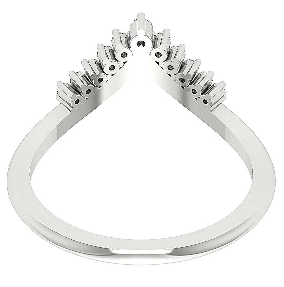 The Ariana Natural Diamond Designer V Engagement Ring 14K White Gold Prong Set 9.35 MM - Image 6