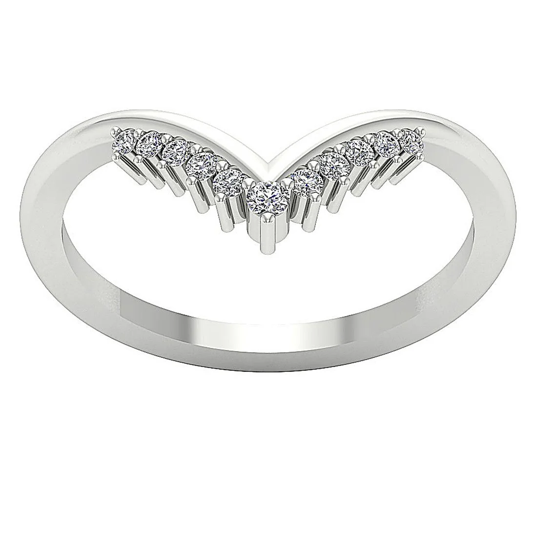 The Ariana Natural Diamond Designer V Engagement Ring 14K White Gold Prong Set 9.35 MM - Image 7