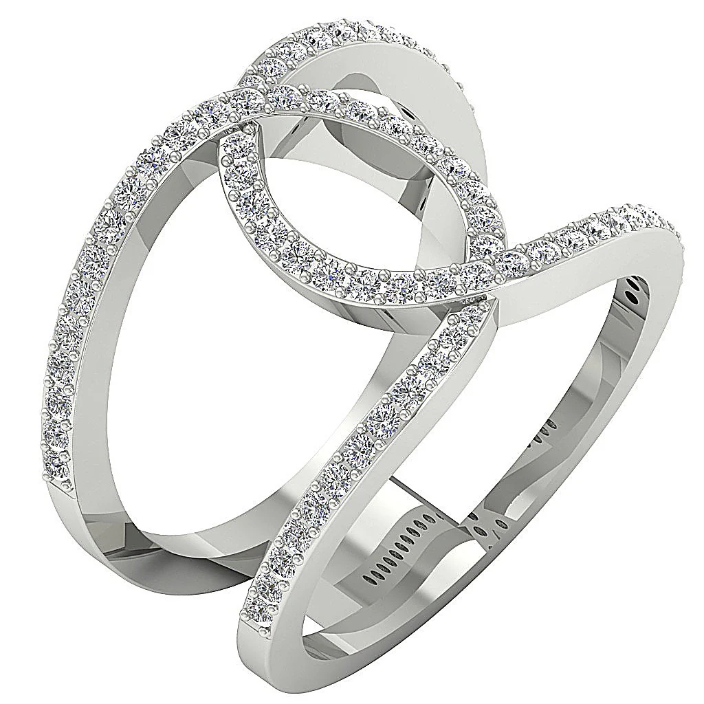 The Audrey Natural Diamond Criss Cross Engagement Ring 14K Rose Gold Prong Set 15.45 MM - Image 3